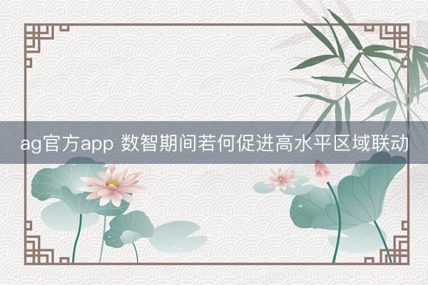 ag官方app 数智期间若何促进高水平区域联动
