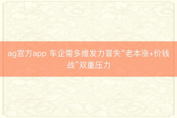 ag官方app 车企需多维发力冒失“老本涨+价钱战”双重压力