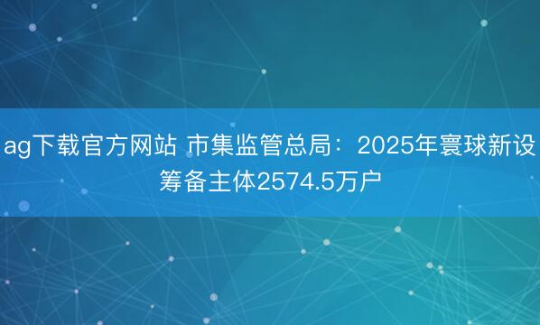 ag下载官方网站 市集监管总局:2025年寰球新设筹备主体2574.5万户